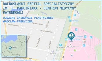 ODDZIAŁ CHIRURGII PLASTYCZNEJ - DOLNOŚLĄSKI SZPITAL SPECJALISTYCZNY IM. T. MARCINIAKA - CENTRUM MEDYCYNY RATUNKOWEJ - UL. GEN. AUGUSTA EMILA FIELDORFA 2,  WROCŁAW-FABRYCZNA