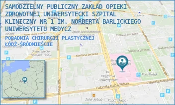 PORADNIA CHIRURGII PLASTYCZNEJ - SAMODZIELNY PUBLICZNY ZAKŁAD OPIEKI ZDROWOTNEJ UNIWERSYTECKI SZPITAL KLINICZNY NR 1 IM. NORBERTA BARLICKIEGO UNIWERSYTETU MEDYCZ - UL. DR. STEFANA KOPCIŃSKIEGO 22, ŁÓDŹ-ŚRÓDMIEŚCIE