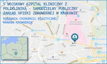 PORADNIA CHIRURGII PLASTYCZNEJ - 5 WOJSKOWY SZPITAL KLINICZNY Z POLIKLINIKĄ - SAMODZIELNY PUBLICZNY ZAKŁAD OPIEKI ZDROWOTNEJ W KRAKOWIE - UL. WROCŁAWSKA 1-3, KRAKÓW-KROWODRZA
