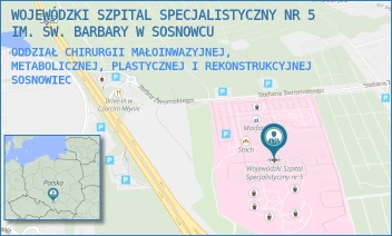 ODDZIAŁ CHIRURGII MAŁOINWAZYJNEJ, METABOLICZNEJ, PLASTYCZNEJ I REKONSTRUKCYJNEJ - WOJEWÓDZKI SZPITAL SPECJALISTYCZNY NR 5 IM. ŚW. BARBARY W SOSNOWCU - PLAC MEDYKÓW 1,  SOSNOWIEC